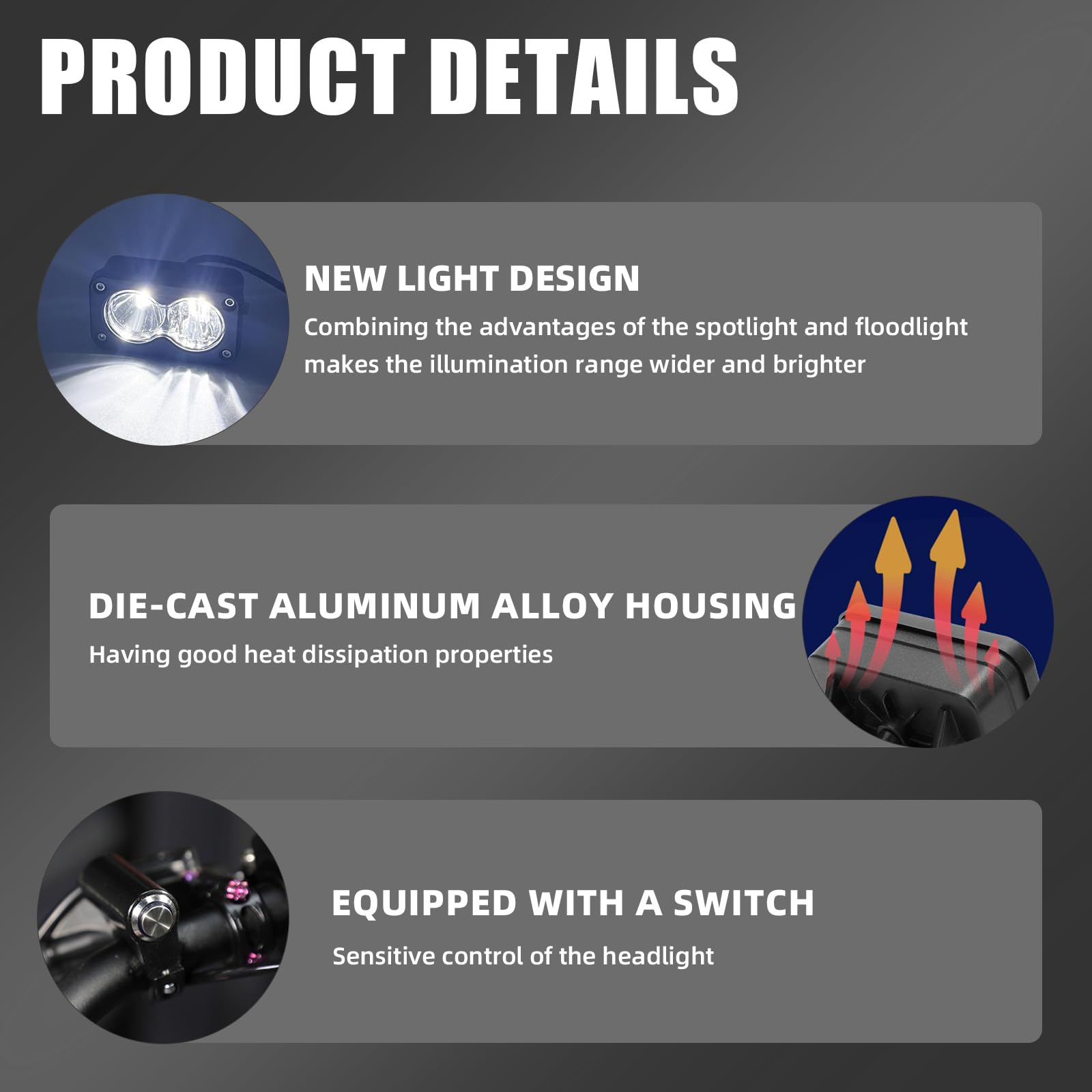 Baja Light: Electric Dirt Bike Headlight with Control Switch Light Bar Kit