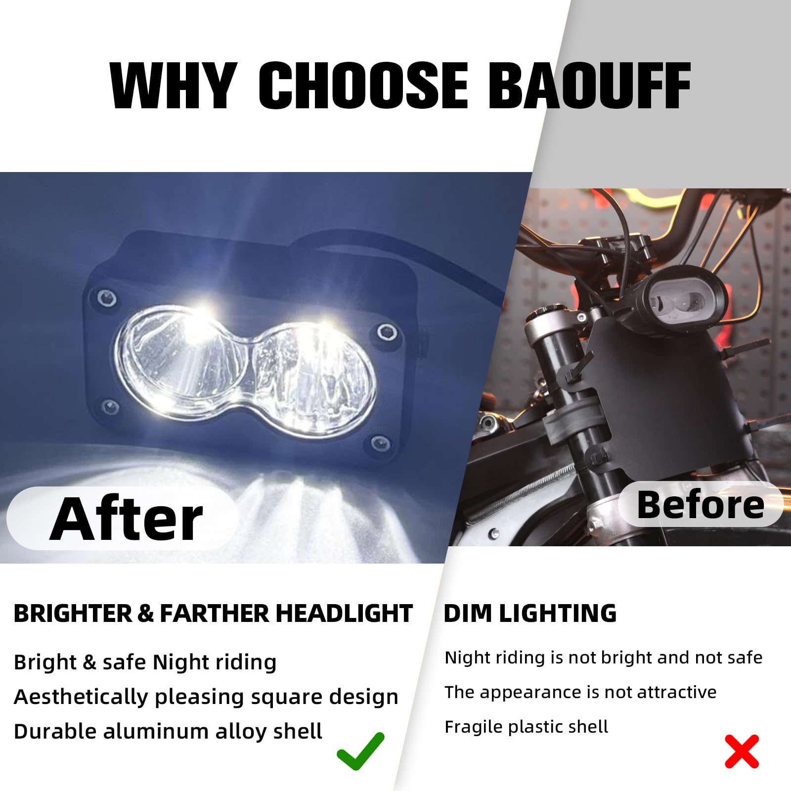 Baja Light: Electric Dirt Bike Headlight with Control Switch Light Bar Kit